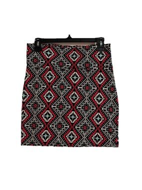 Charlotte Russe Black Geometric Mini Skirt with Red & Mint Accents